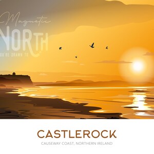 Castlerock Travel prints, Ireland. Irish travel prints from Magnetic North Art.
Castlerock Beach, beach art, North Antrim coast, Northern Ireland art prints, Rathlin travel prints, poster art.