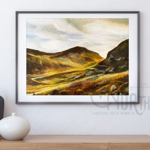 Mourne Mountains, Art Print Travel Poster, Hare’s Gap, Northern Ireland, Ireland, Print, Wedding gift, Christmas Gift, landscapes