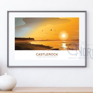 Castlerock Travel prints, Ireland. Irish travel prints from Magnetic North Art.
Castlerock Beach, beach art, North Antrim coast, Northern Ireland art prints, Rathlin travel prints, poster art.