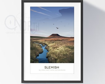 Impresión artística de la montaña Slemish: paisaje del condado de Antrim, Irlanda