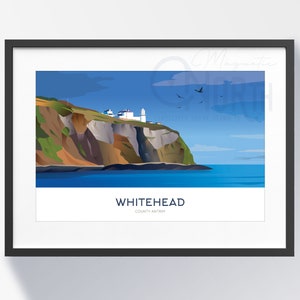Blackhead Lighthouse, Whitehead, Irish art, Print, Christmas Wedding Gift, travel print