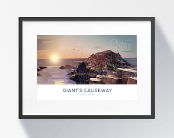 Giant's Causeway Illustration Print | County Antrim Travel Poster Wall Art