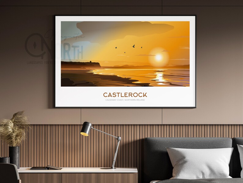 Castlerock Travel prints, Ireland. Irish travel prints from Magnetic North Art.
Castlerock Beach, beach art, North Antrim coast, Northern Ireland art prints, Rathlin travel prints, poster art.