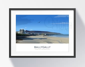 Impresión artística del castillo de Ballygally: paisaje costero de Irlanda del Norte