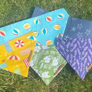 Summer Bandanas, hibiscus breeze, , day at the beach, lavender dream, beach party, over the collar dog bandana