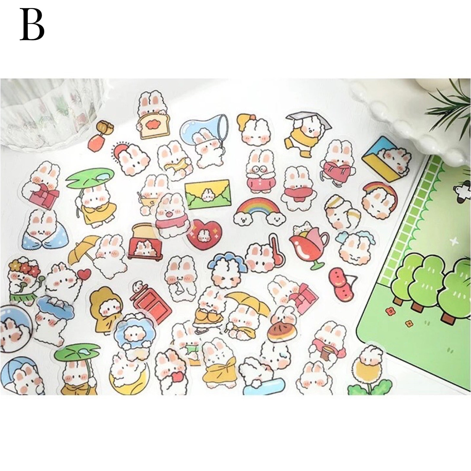 Transparent Cute Characters Stickers Pack | Etsy