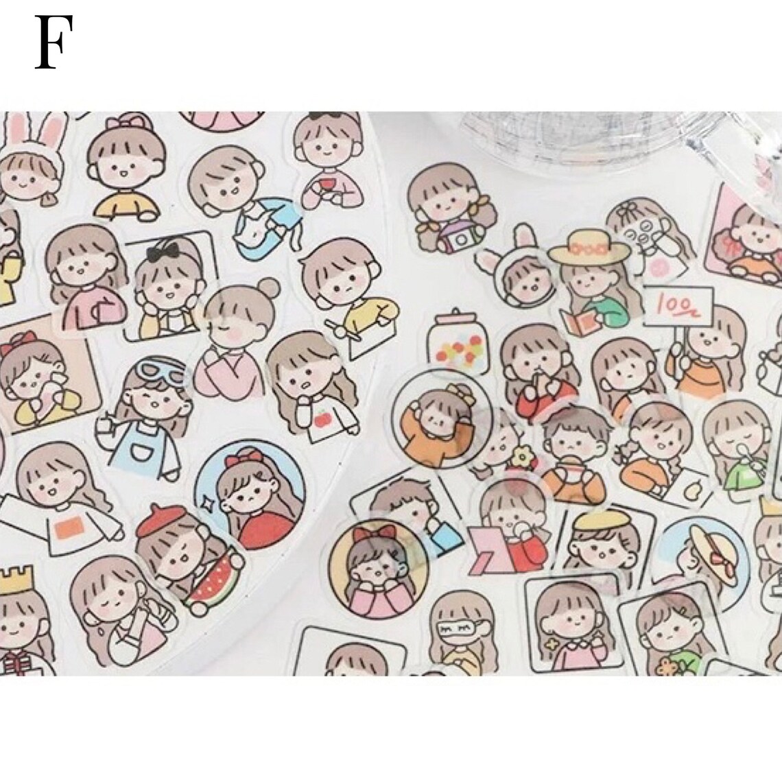 Transparent Cute Characters Stickers Pack | Etsy