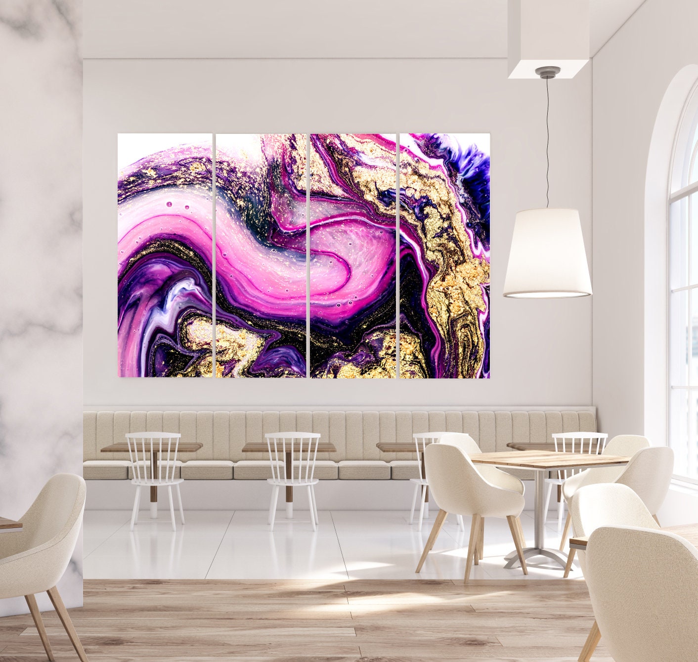 Contemporary Pink and Blue Abstract Wall Decor Marble Abstract Etsy