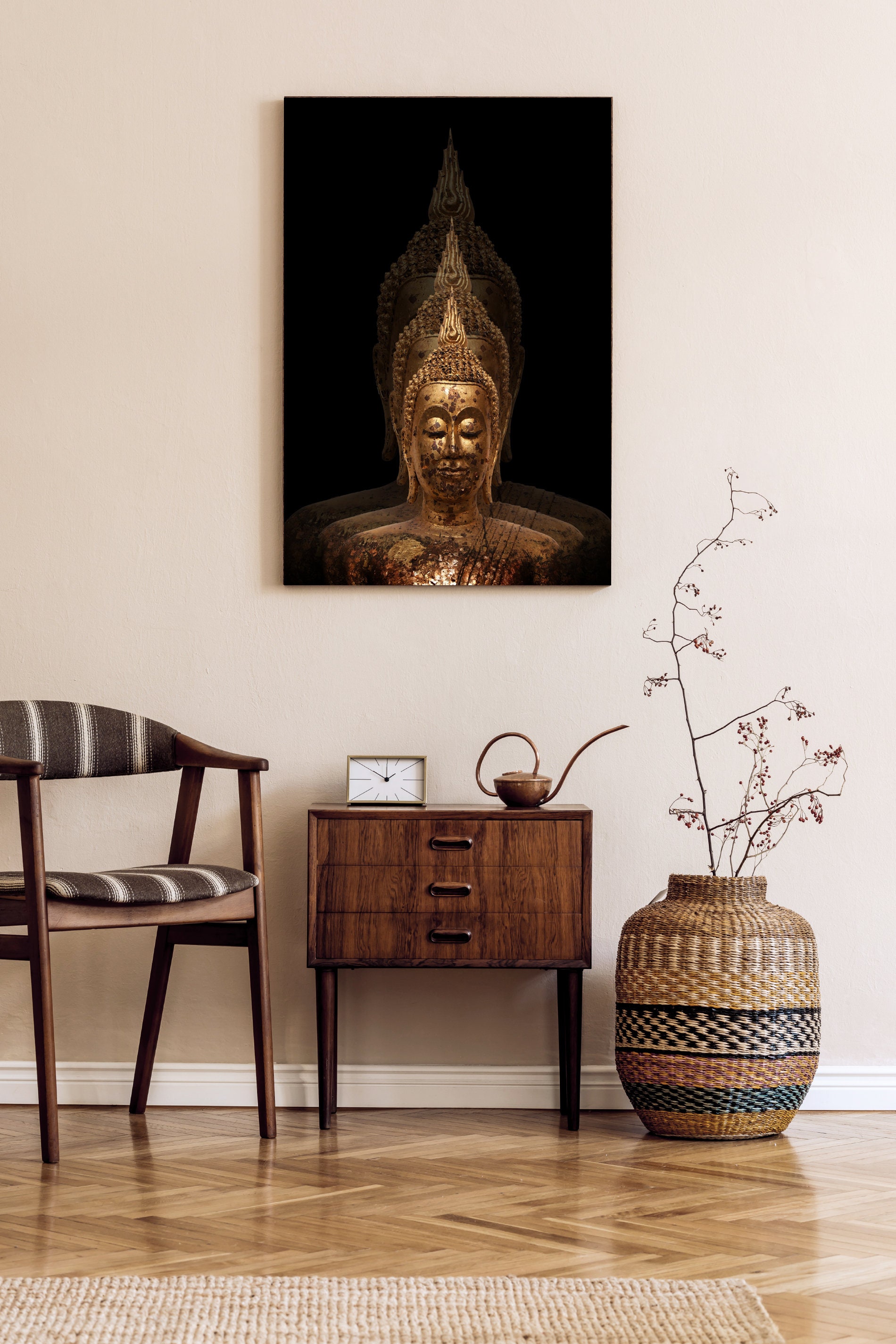 Golden Buddha Wall Art Space Buddha Print Zen Decor Spiritual Etsy