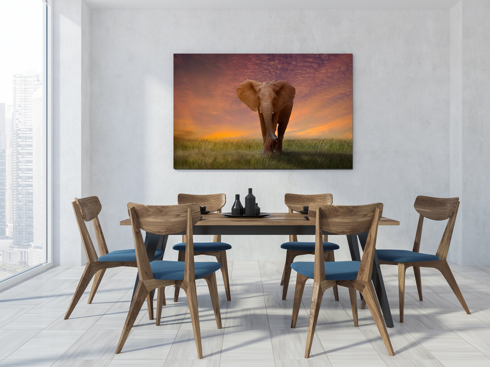 Beautiful Elephant Canvas Wall Africa Print for Living Room | Etsy