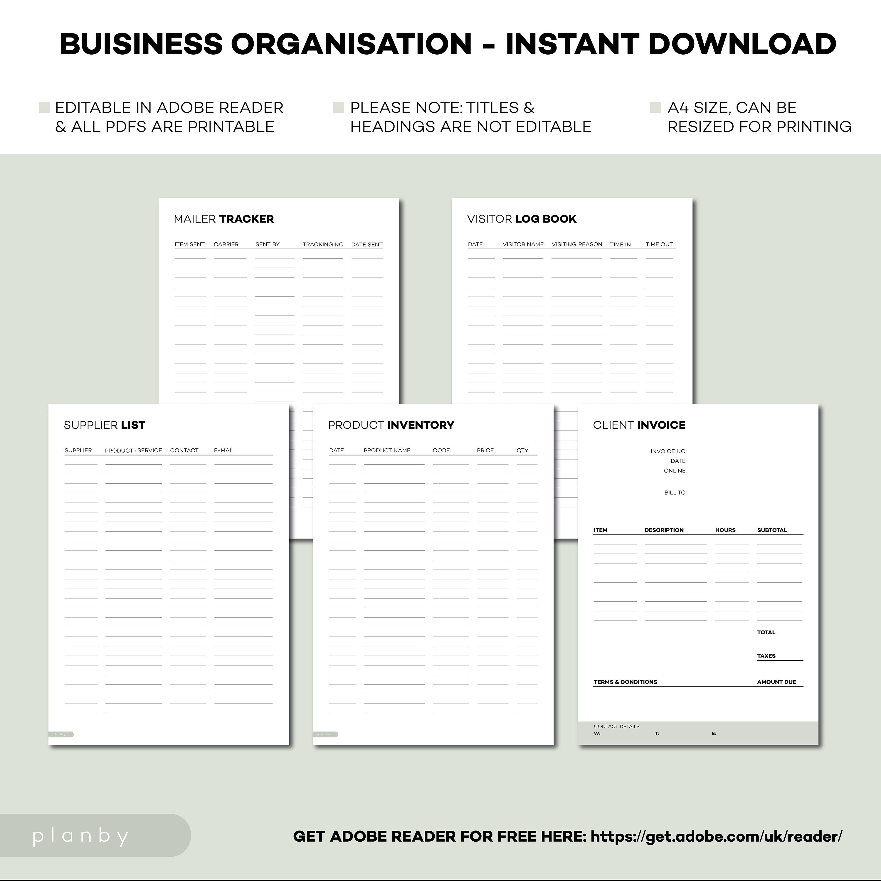 Small Business Management Planner Template Editable & | Etsy