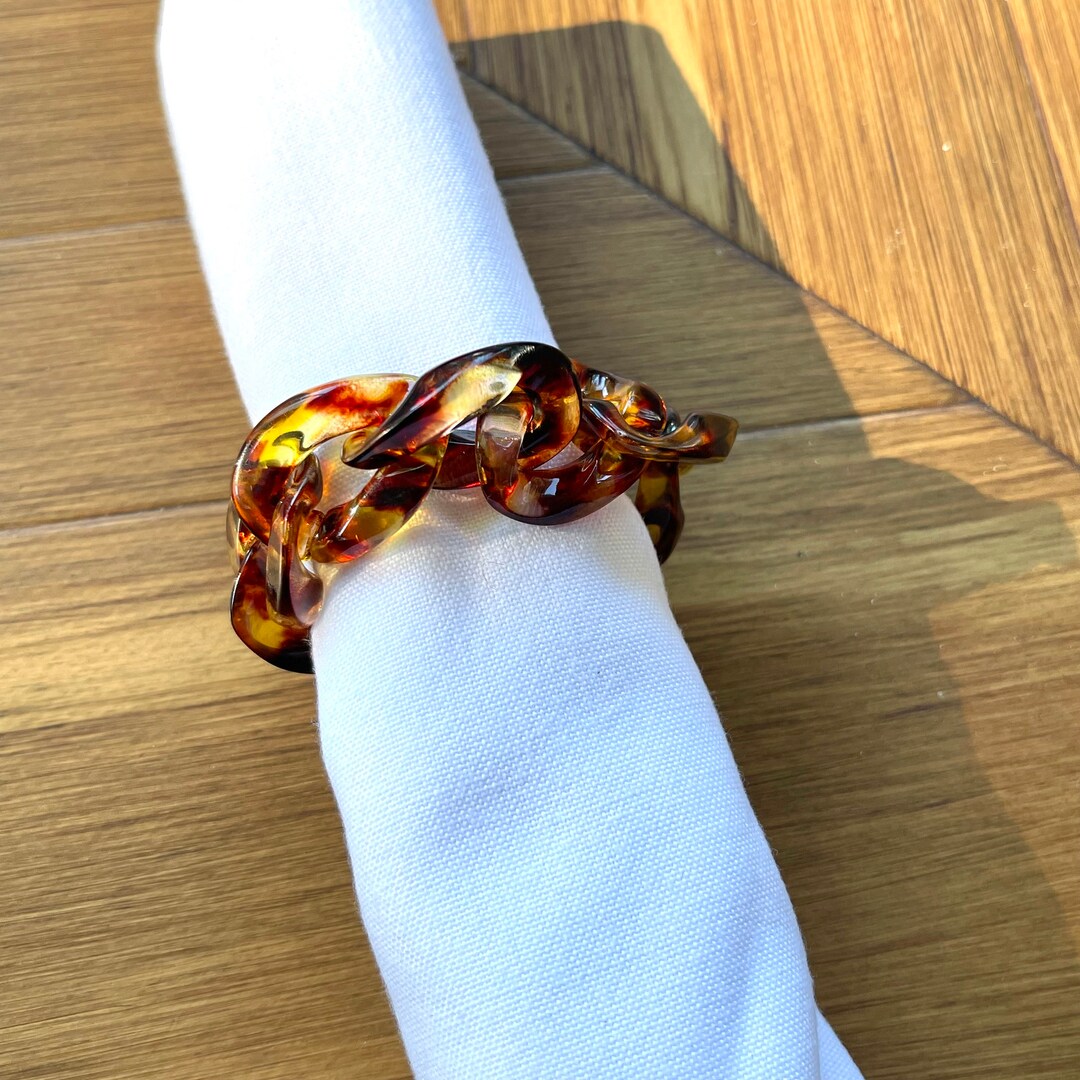 Set of 4 Tortoise Shell Acrylic Chain Link Napkin Rings Napkin - Etsy