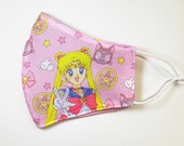 Face Cover Mask Washable and Adjustable made from Pretty Guardian Sailormoon Fabric Cute 90s Y2K Anime