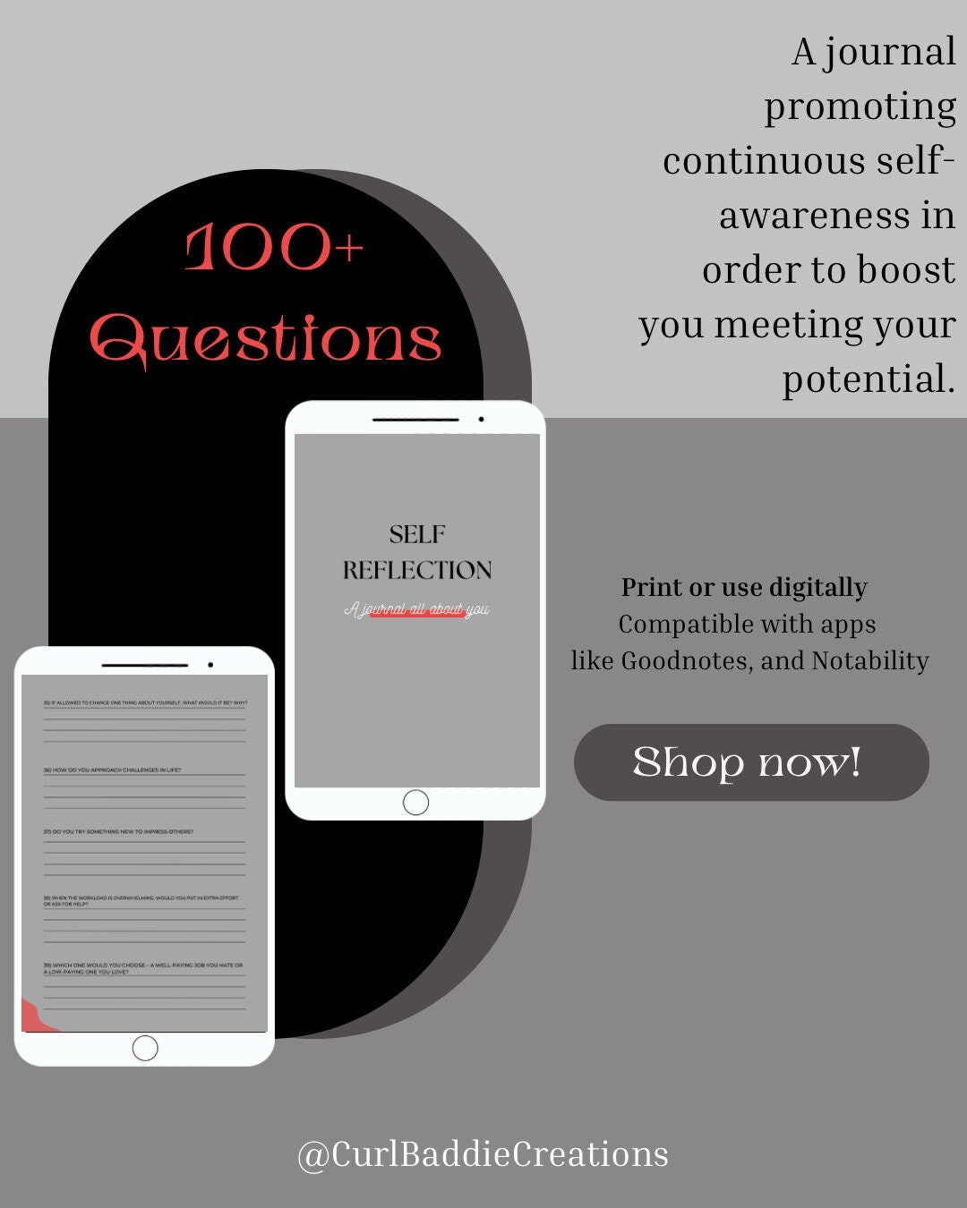 Self Reflection Journal With 100+ Questions (printable & Digital) - Etsy