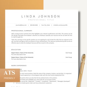 Plantilla de CV compatible con ATS, CV profesional para Word y Pages, carta de presentación a juego, plantilla de CV simple, plantilla de carta de agradecimiento