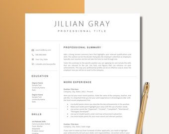 Resume Template, Professional Resume Template for Word and Pages, CV Template, Clean Modern Executive Template for Word, Instant Download