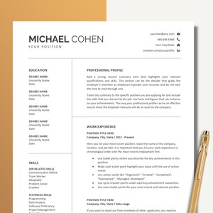 Resume Template Google Docs , Modern Executive Resume, Resume Template and Cover Letter , Marketing Resume, CV Template, Instant Download