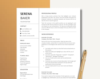 Lebenslaufvorlage für MS Word und Mac Pages, Lebenslaufvorlage, professionelle Lebenslaufvorlage, 1,2 und 3 Seiten Lebenslauf, Lebenslaufvorlage Minimal