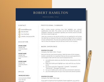 Executive resume template for account management, director, sales, CEO, real estate and social media. Word & Pages, cover letter