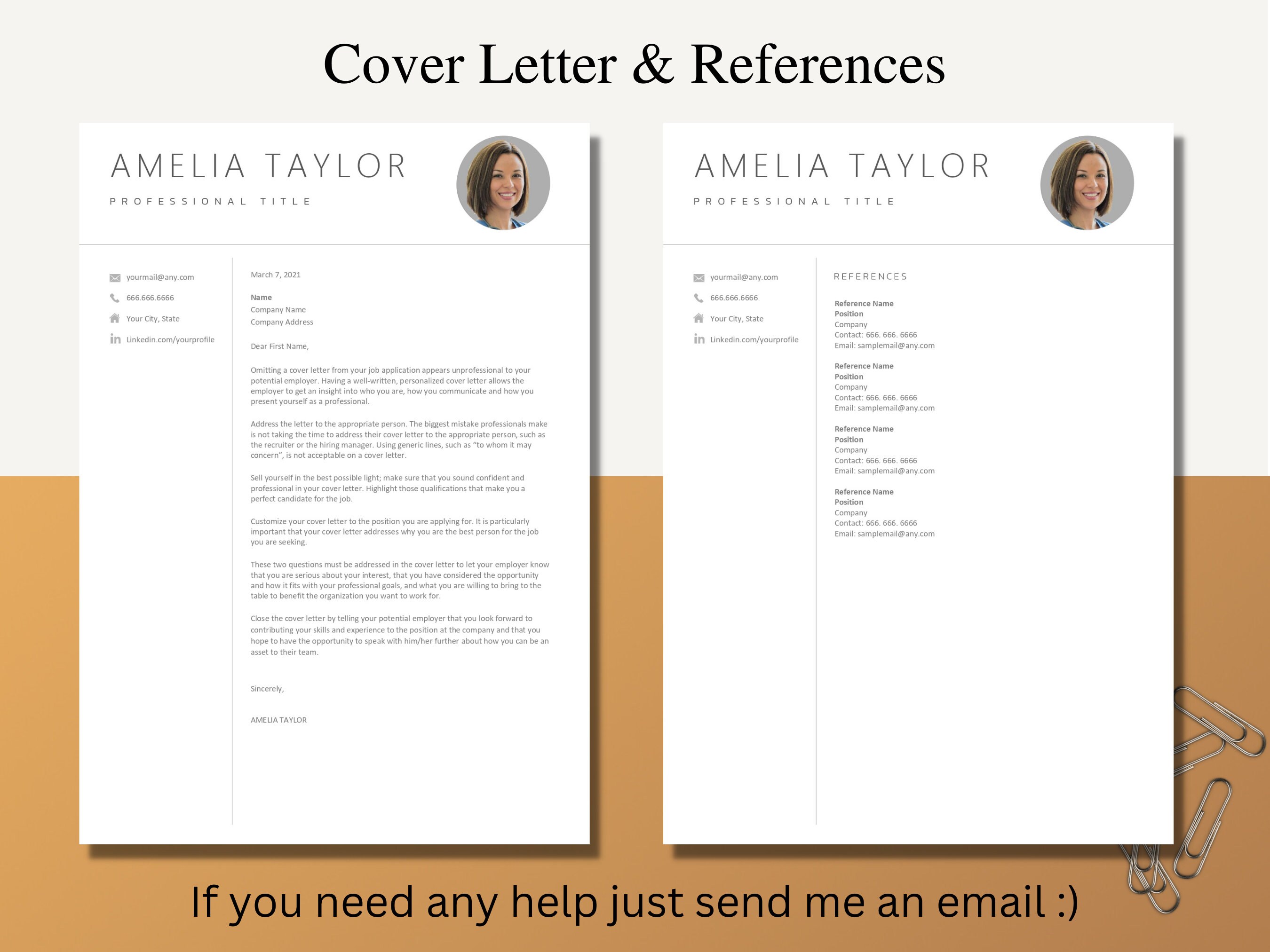 Image showcasing Resume and Cover Letter Template With Picture for Word and Pages ...