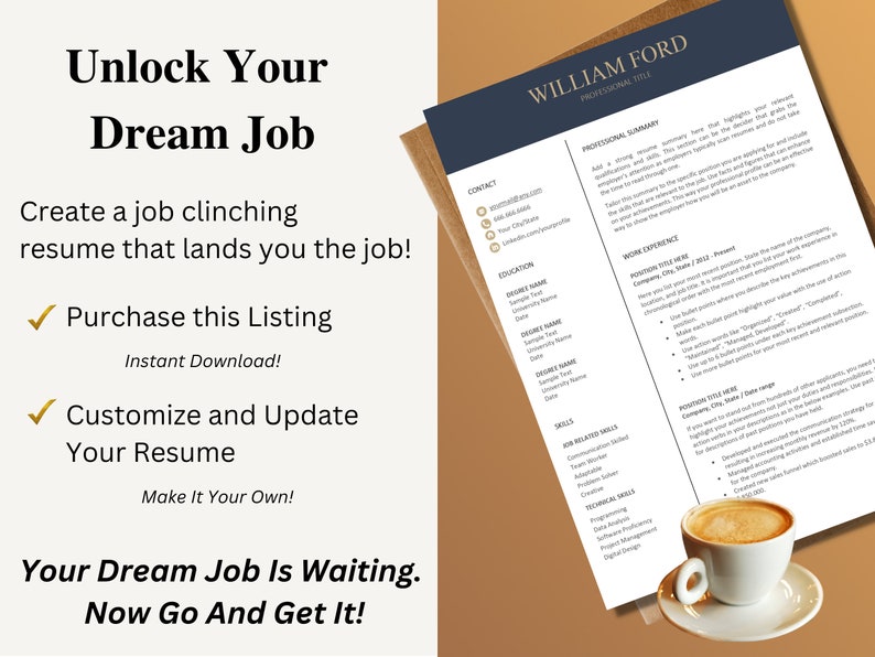 Modern Executive Resume Template for Google Docs, Word and Apple Pages ...