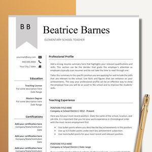 Teacher Resume Template for Word and Pages, 1, 2 and 3 Page Resume Template and Cover Letter, Instant Download