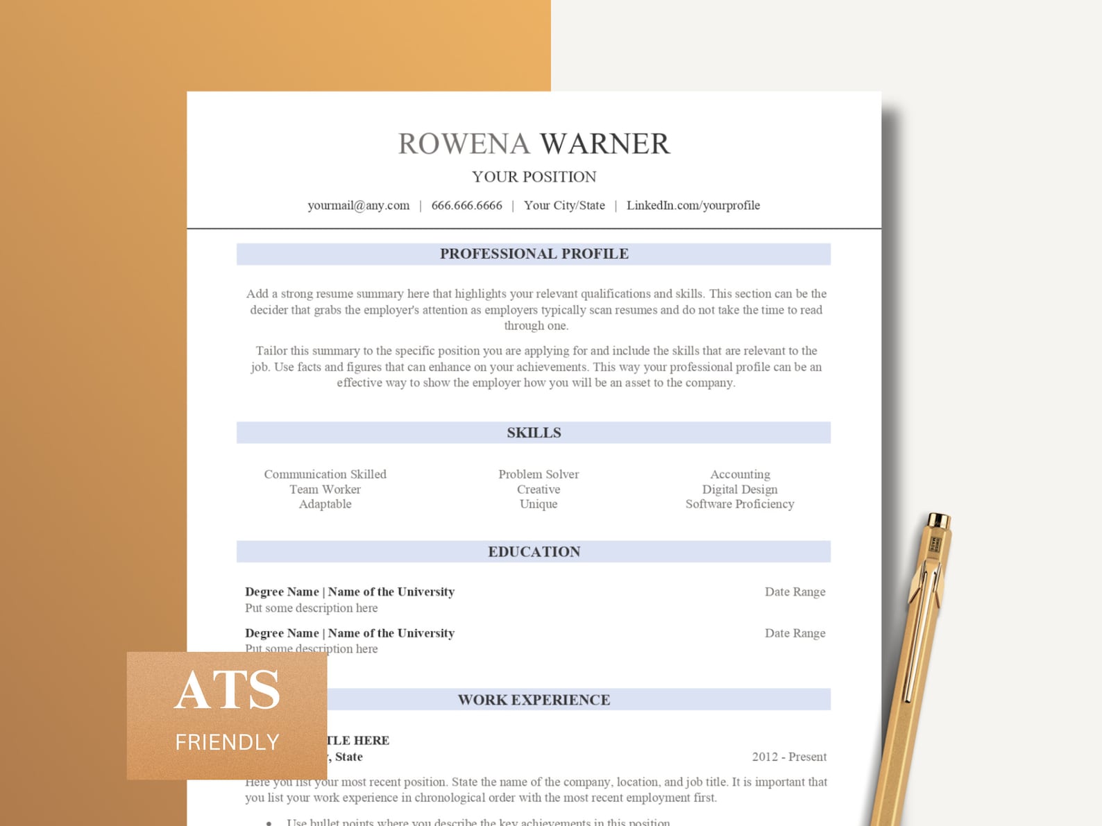 ATS Friendly Resume Template Modern - Il 1588xN.6000905490 Ntfy 