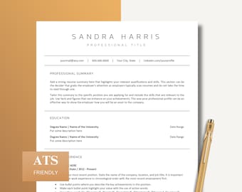 ATS Friendly Resume Template, Google Docs, Word and Mac Pages Resume Template, Minimalist CV Template and Cover Letter