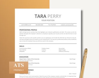 ATS-freundliche Lebenslaufvorlage, minimalistische, moderne Lebenslaufvorlage für Word und Seiten, einfache Lebenslaufvorlage, Bewerbungsverfolgungssystem-Lebenslauf