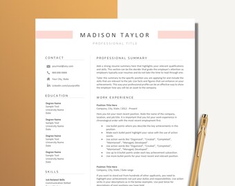 Professional, Modern Resume Template - ATS & SEO Optimized, Crafted by Experienced Resume Writer, Perfect for All Professions, Job-winning!