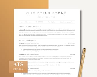 ATS Friendly Resume Template, Word and Pages, with Matching Cover Letter, Reference and Thank You Letter Plus Comprehensive Resume Package