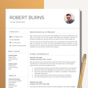 Minimalist Resume Template with Photo, Professional Resume Template for Word and Apple Pages, Resume with Picture, Instant Download