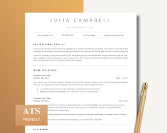 ATS Friendly Resume Template for Word and Pages | Minimalist and Modern Design | Plus a Complete Job Application Kit | Instant Download