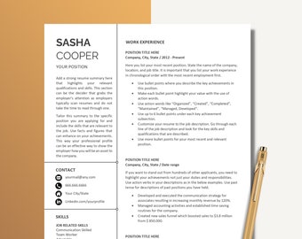 Executive Resume Template for MS Word and Mac Pages, Resume Template, Professional CV Template, 1,2 and 3 Pages Resume, CV Template Minimal