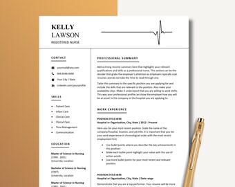 New Nurse Student Resume, Nurse Resume Template 1,2 and 3 Pages, CV Nurse, RN Resume, CV Medical Assistant, Registered Nurse Resume