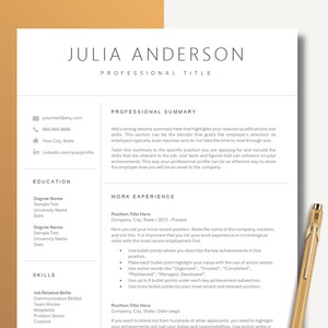 Resume Template for Words and Apple Pages, with Matching Cover Letter, Reference Letter and Thank You Letter PLUS Comprehensive Resume Kit