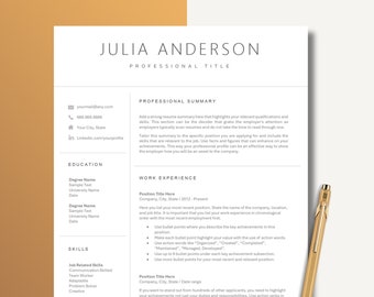 Resume Template for Words and Apple Pages, with Matching Cover Letter, Reference Letter and Thank You Letter PLUS Comprehensive Resume Kit