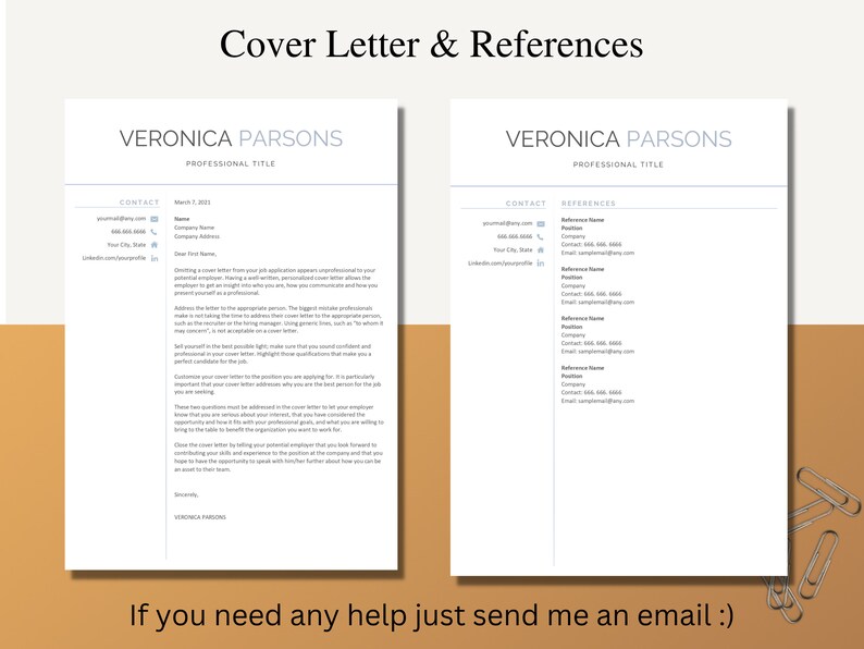 Modern Resume Template and Cover Letter for Word and Pages ...