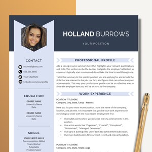 Currículum vitae moderno 3 páginas, plantilla de CV con foto, plantilla de currículum con foto, plantilla de CV profesional, plantilla de carta de agradecimiento Word