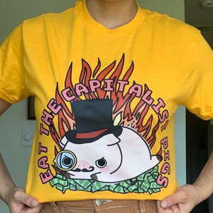Camiseta "Cómete a los cerdos capitalistas" / Linda y divertida camiseta anticapitalismo oligarquía, regalo para la extrema izquierda, izquierdista, comunista, comunista, desigualdad de riqueza