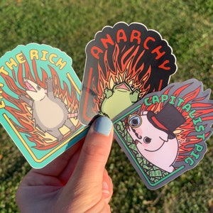 "3x Packung Aufkleber ""Eat The Rich Opossum""" ""Anarchy Frog"" ""Catialist Pig"" - Niedliche Mehrere Tiere Aufkleber Idee - Zubehör Dekor Aufkleber."