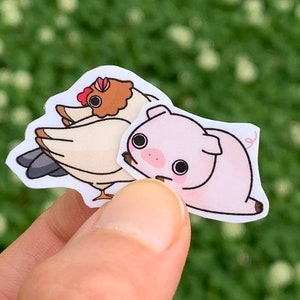 10er Pack Huhn und Schwein Mini Aufkleber / Süßer lustiger Bauer Bauernhof Aufkleber für Kinder Geburtstagsparty Goody Goodie Bag Filler Artikel