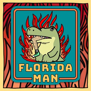Florida Man Eaten By Gator Sticker | Funny Alligator Decal for Homesick Floridians | Silly Dark Humor Laptop, Skateboard, Car Bumper Sticker