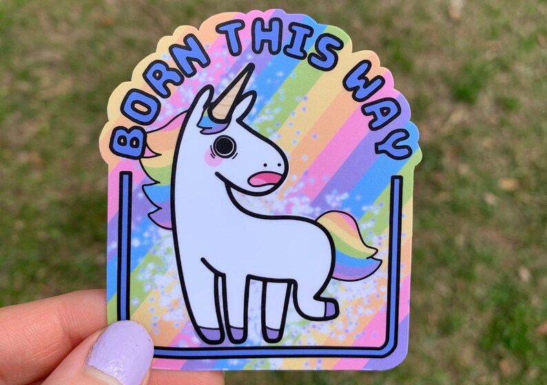 Born This Way Rainbow Unicorn Sticker / Gay Pride Month Gift / Vinyl Stickers for Jojo Siwa Lady Gaga Fans 