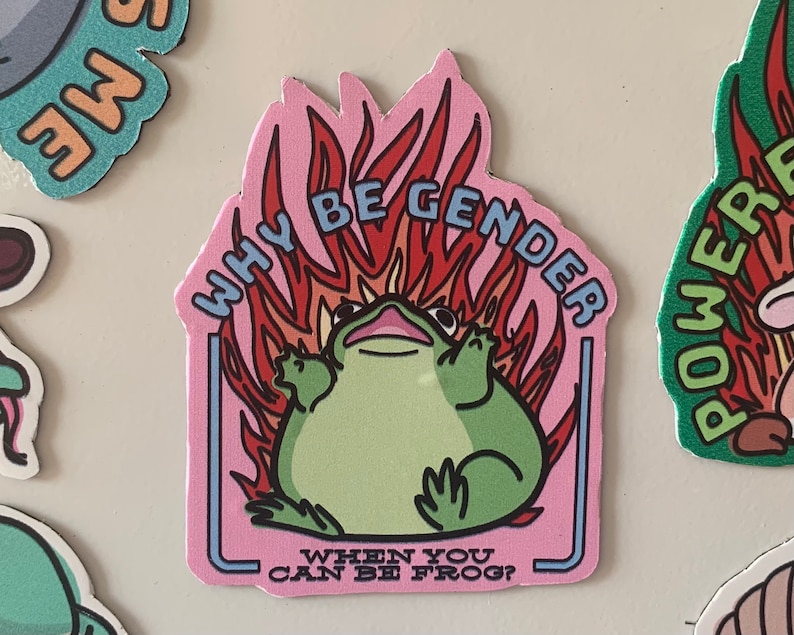 Why Be Gender When You Can Be Frog Fridge or Car Bumper Magnet / Cute Funny They Them Non Binary Trans Coming Out Congrats Support Gift Cool image 1