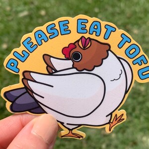Sticker sticker veganistisch kip alsjeblieft eet tofu / Leuk grappig ondersteunend denken aan jou cadeau voor vegetariërs / Dierenrechtenactivist