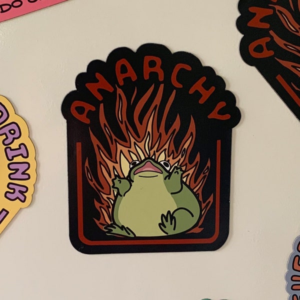 4 Inch Refrigerator or Car Magnet Anarchy Frog / Cute Funny Rebel Magnet Thinking of You Gift For College Dorm Room