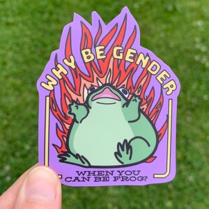 Warum sein Geschlecht, wenn Sie Frosch-Aufkleber sein können / Enby NB Nonbinary Pride Flagge Farben Aufkleber für Froggy Froggie Amphibien-Liebhaber-Wasserflaschen-Abziehbild