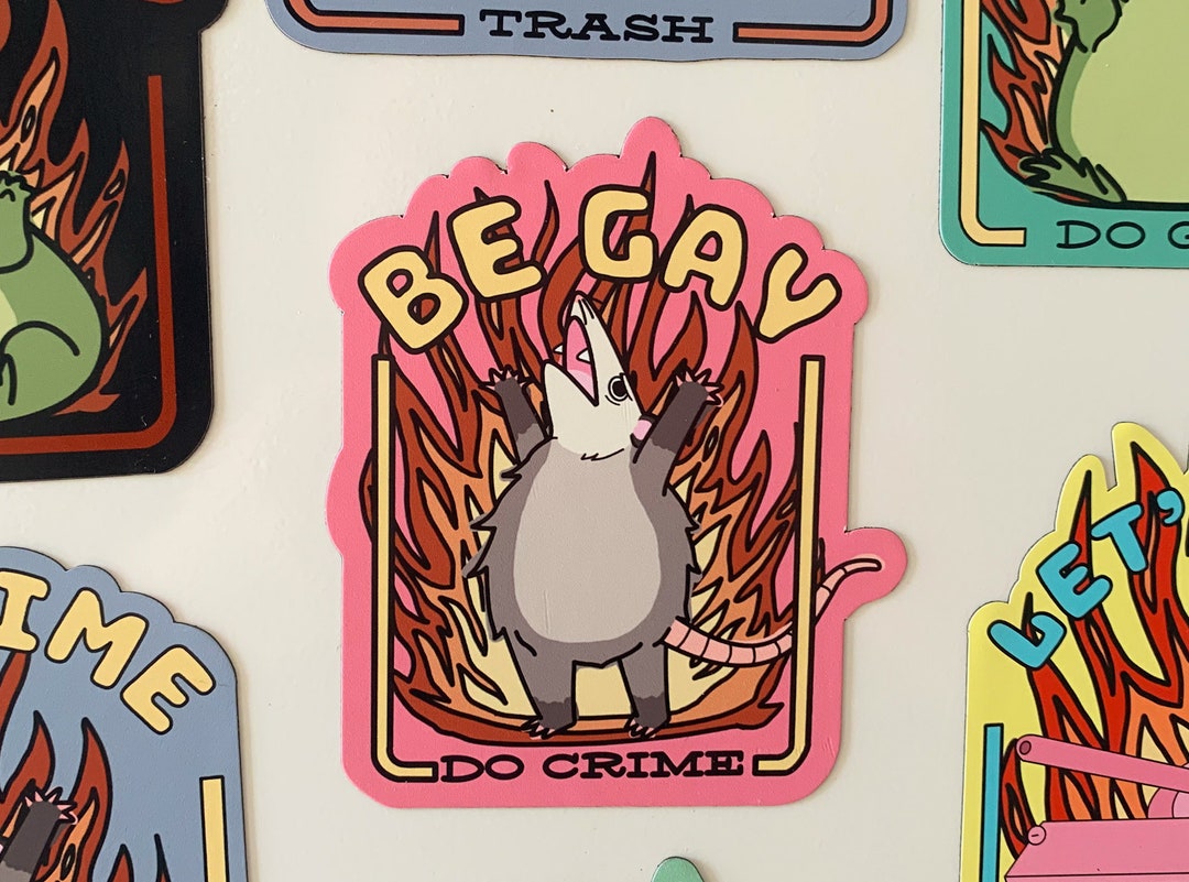 Be Gay Do Crime Raging Fire Opossum Fridge Magnet / Cute Funny - Etsy