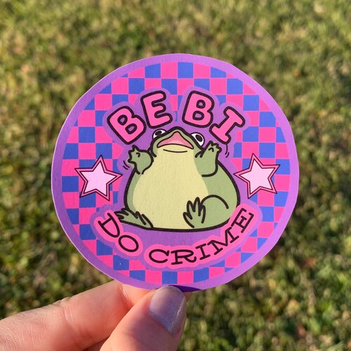 Be Bi Do Crime Frog Sticker / Cute Funny Checkered Bisexual - Etsy